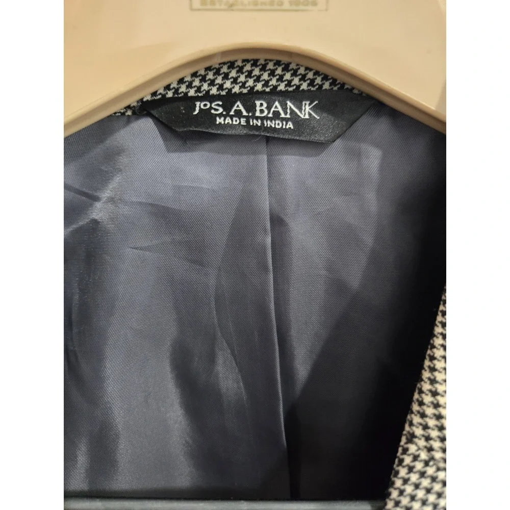 Jos A Bank Sport Coat Blazer Wool Mens‎ 44R Gray Windowpane Check Suit Jacket